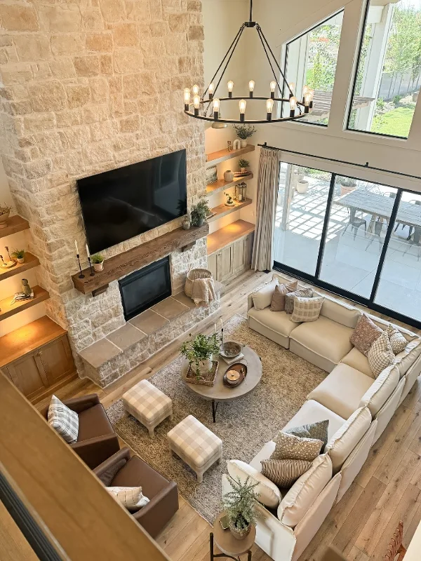 Tall Stone Fireplace Wall