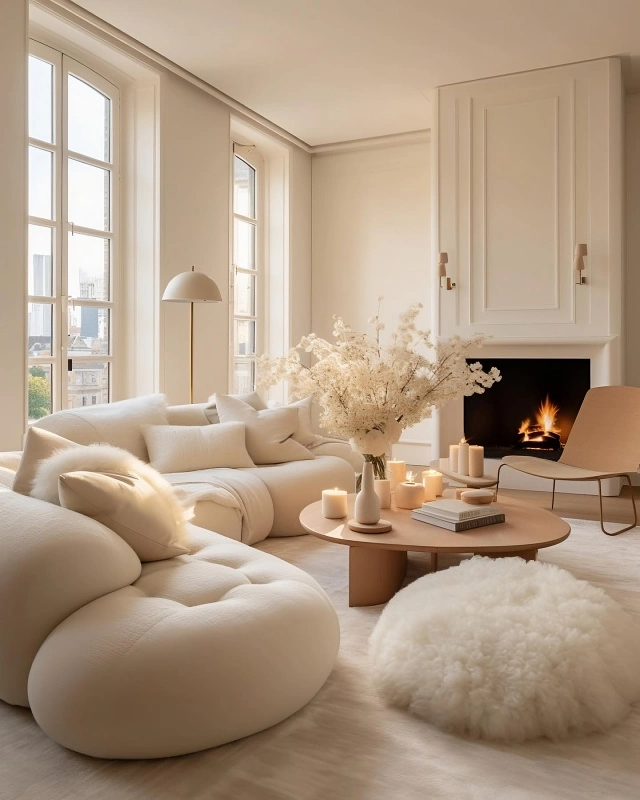 Cloud-Like Seating and Candles