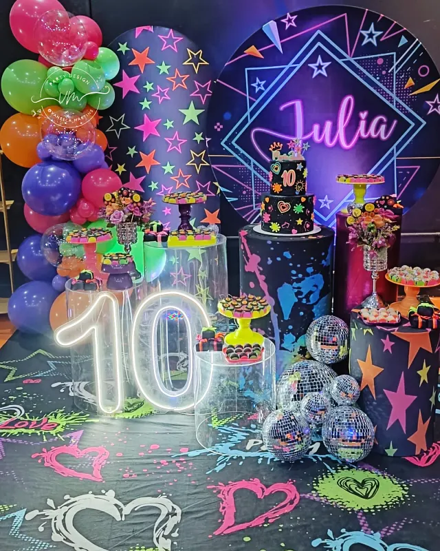 Retro Neon Dessert Table Display