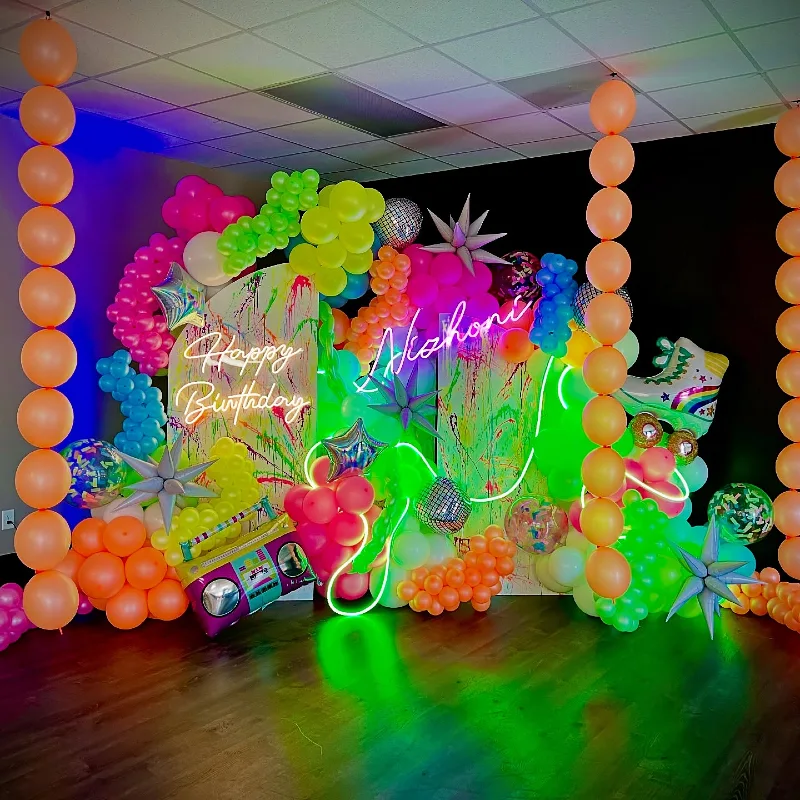 Retro Boombox and Balloon Photo Backdrop