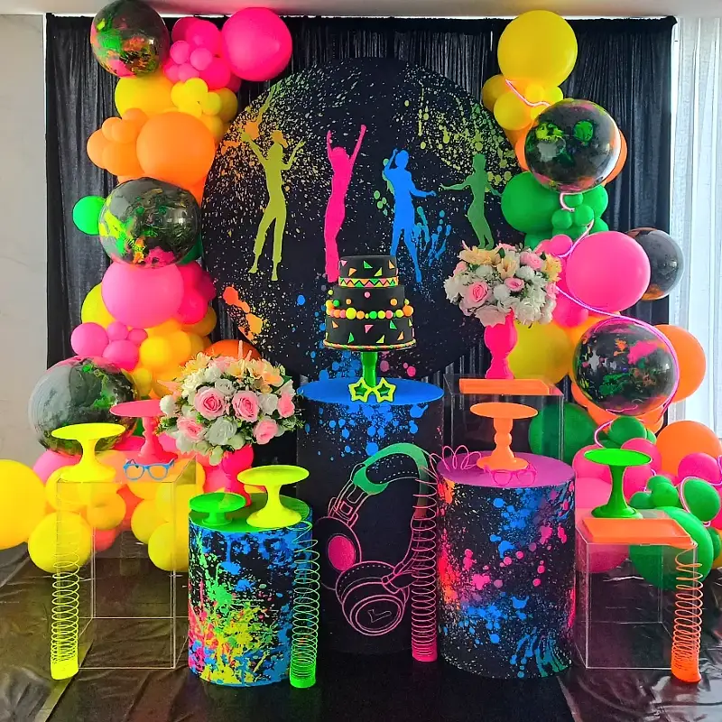 Dance Silhouette Backdrop and Splatter Pedestals