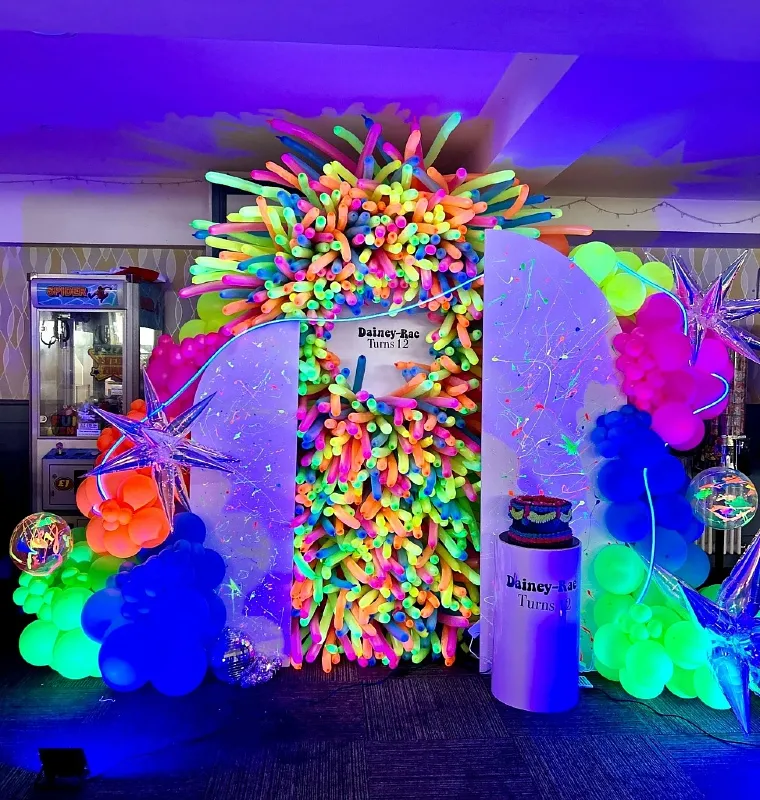 Neon Twister Balloon Wall and Splatter Panels