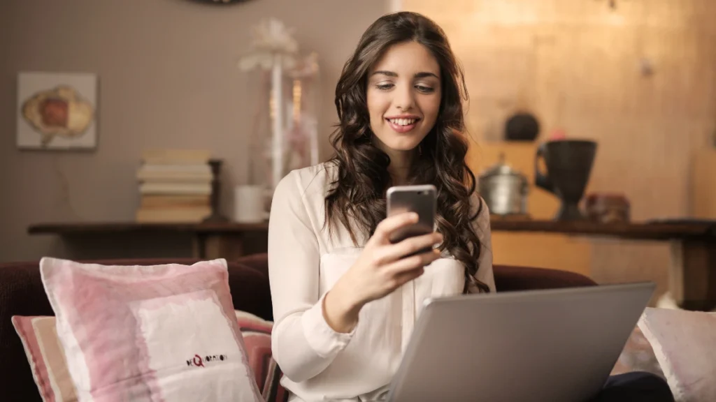 Female using phone