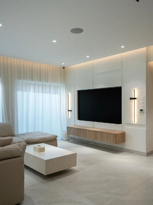 Minimalist Integrated Media Wall