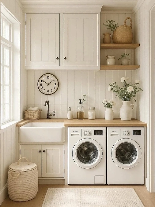 Cottage Style Shiplap and White Appliances