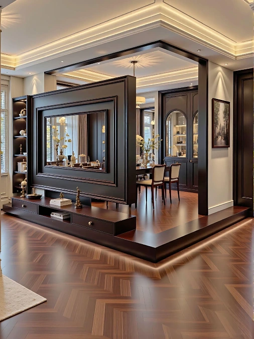 Floating Room Dividers and Illumination Below Platforms