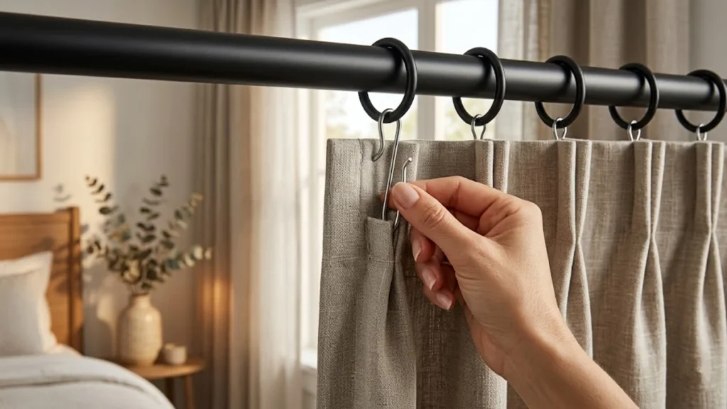 Hang Curtains with Pinch Pleat Hooks and Rings