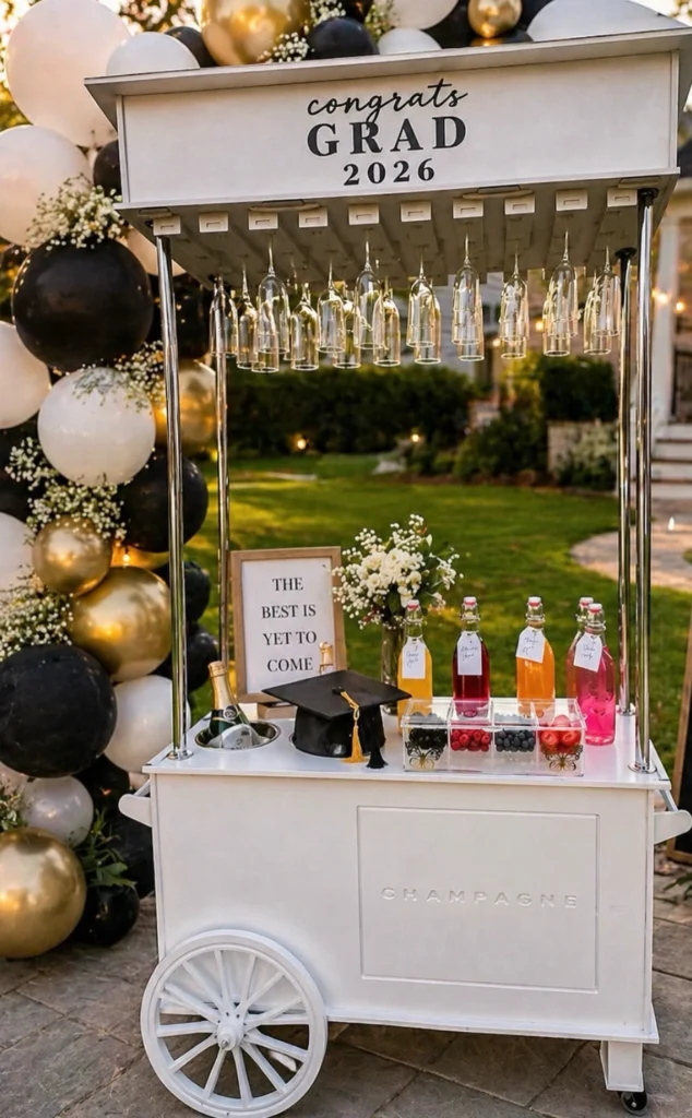 Champagne Cart with Hanging Flutes