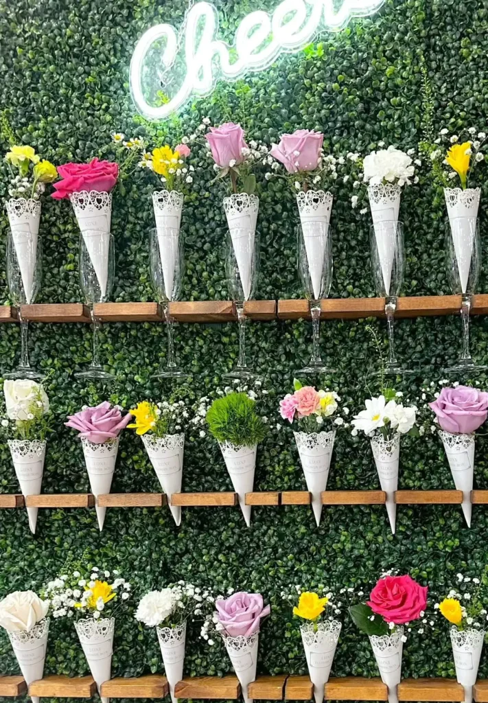 Champagne Flute and Flower Cone