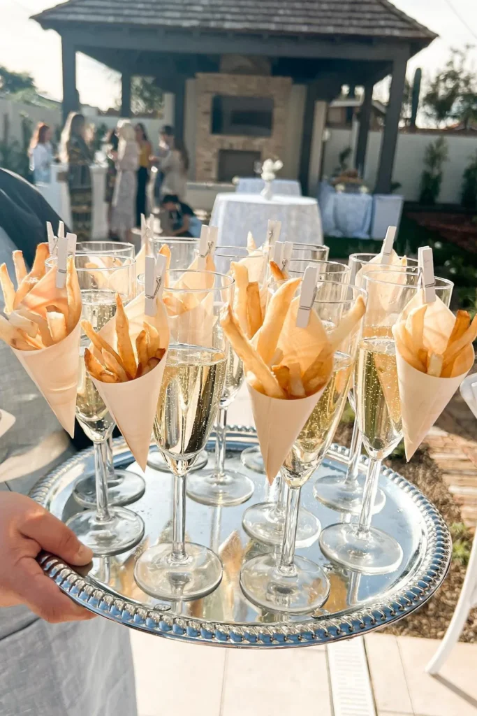 Champagne and Fries Passed Tray Service