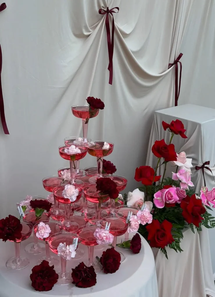Floral Champagne Coupe Tower