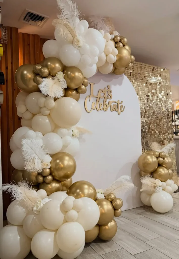 Gold and White Balloon Arch