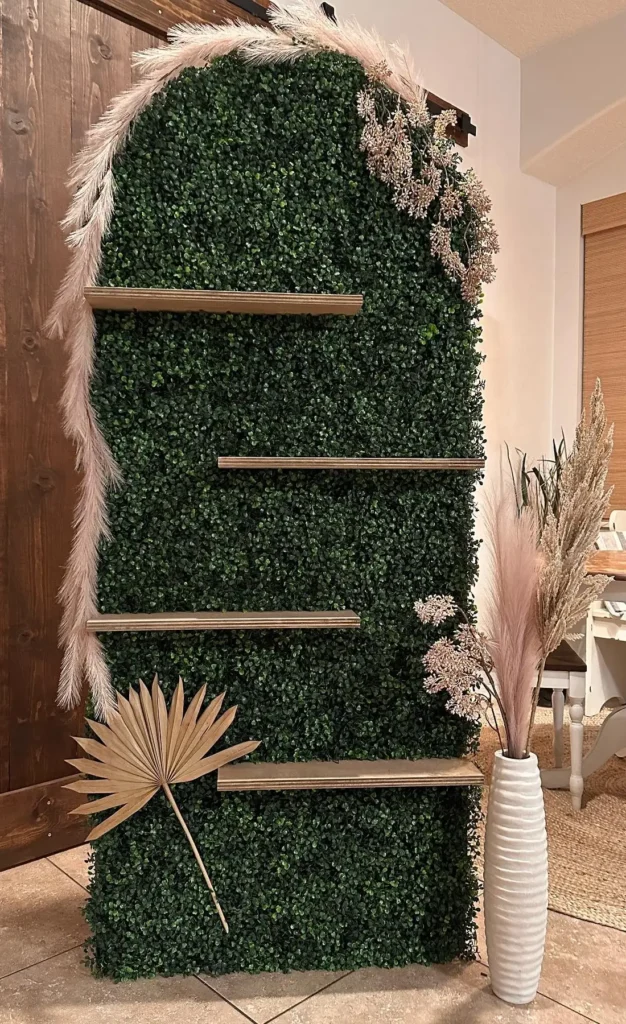 Greenery Arch with Champagne Shelves