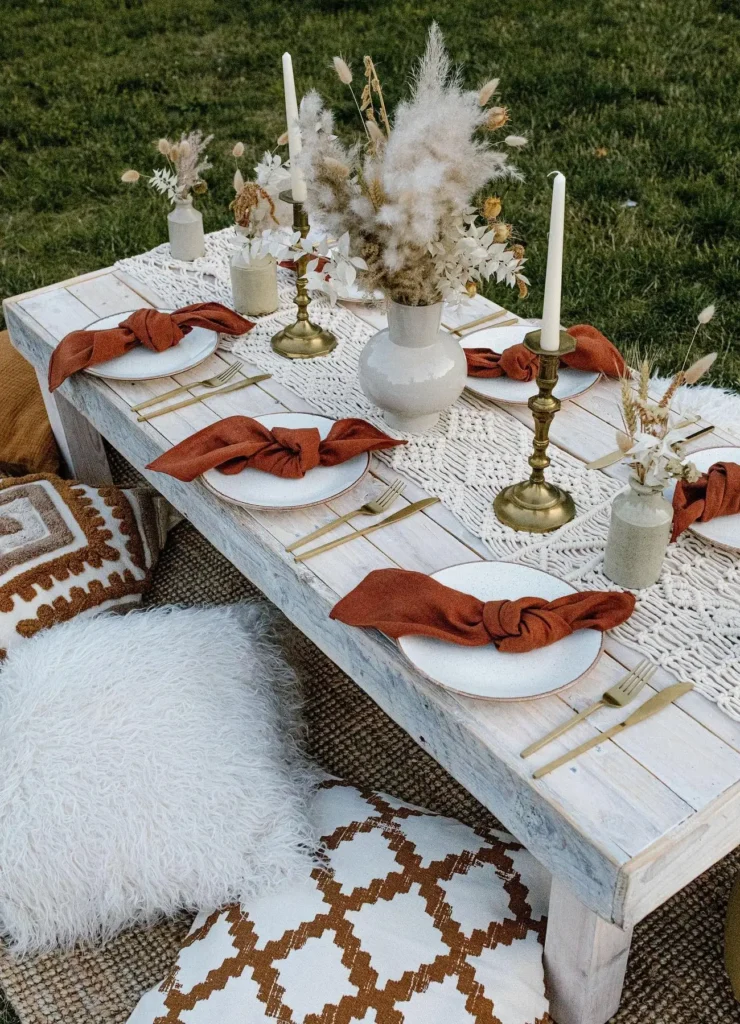 Macramé Runner Picnic Table