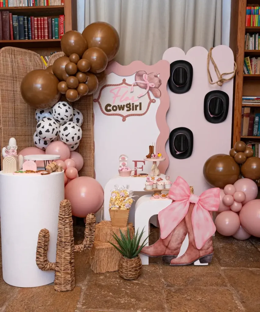 Pink Cowgirl Dessert Table Setup