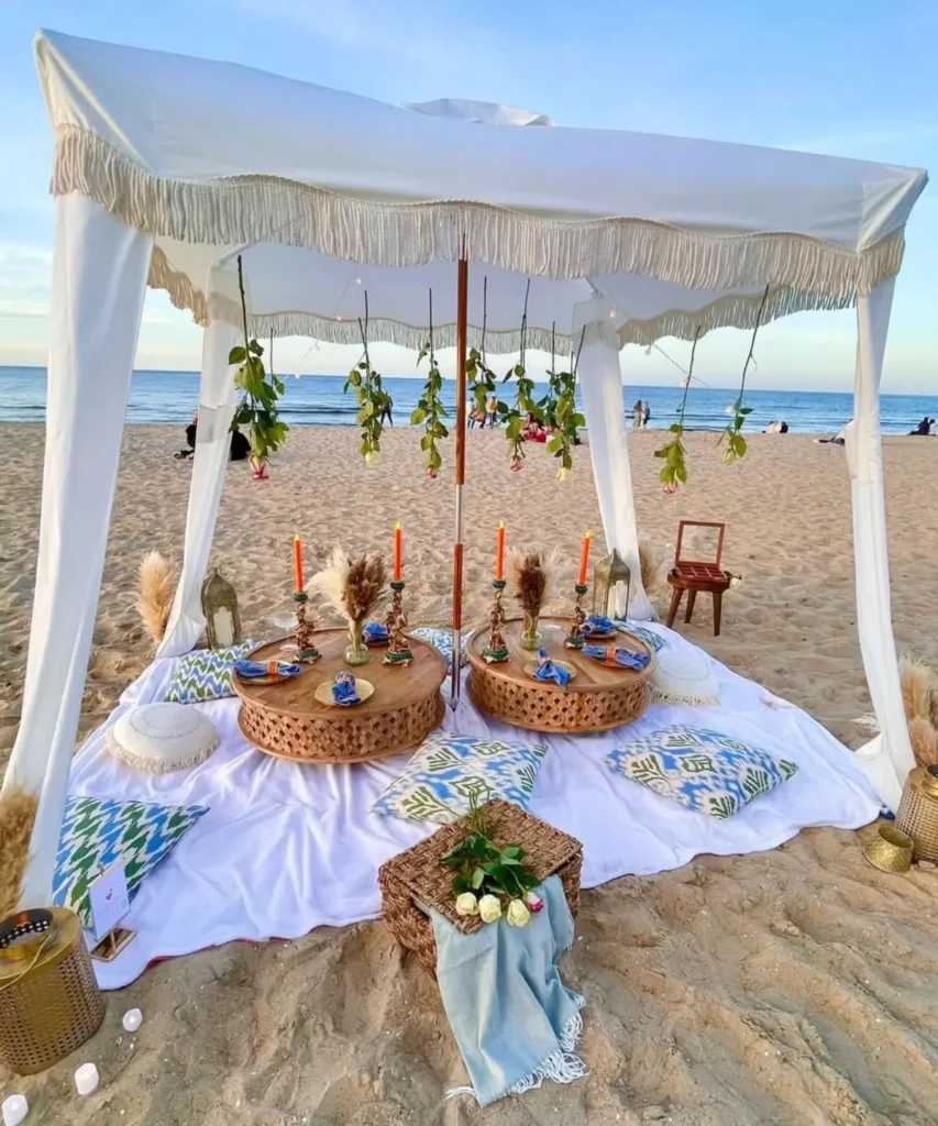 White Fringe Canopy Beach Picnic