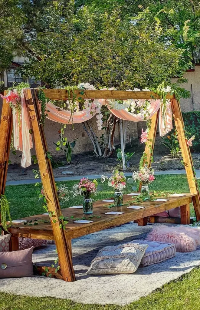 Wooden Canopy Picnic Table