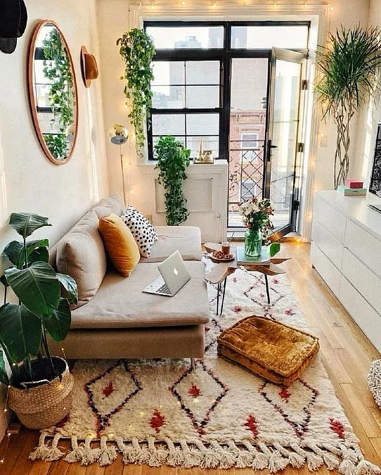 Armless Sofas and Large Wall Mirrors