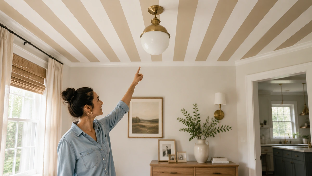 The Stripe Ceiling Trend Is Everywhere Right Now and It Costs Almost Nothing