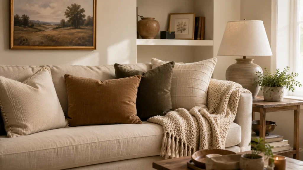 Neutral Paint and Textured Textiles Provide a Blank Canvas