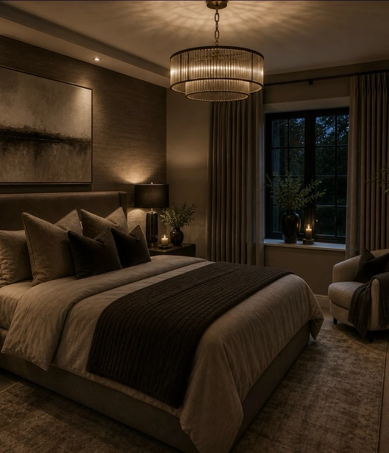 A Moody Taupe and Greige Retreat