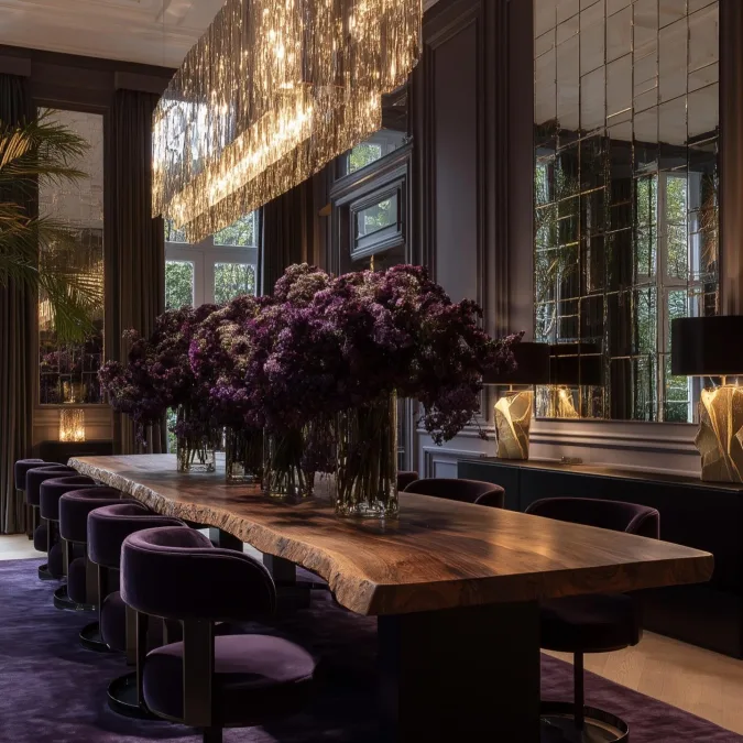 Balancing Dark Dining Rooms With Raw Wood Textures