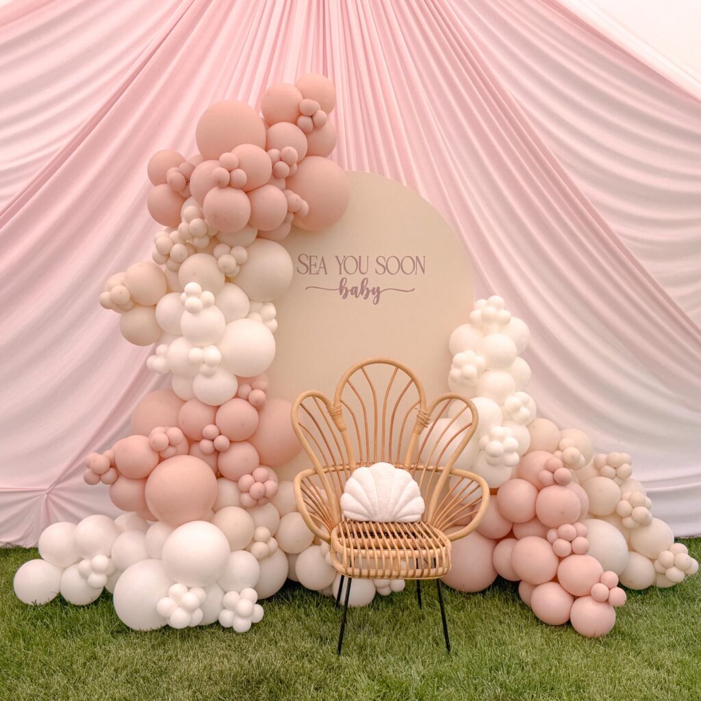 Blush Balloon Arch Baby Shower Backdrop