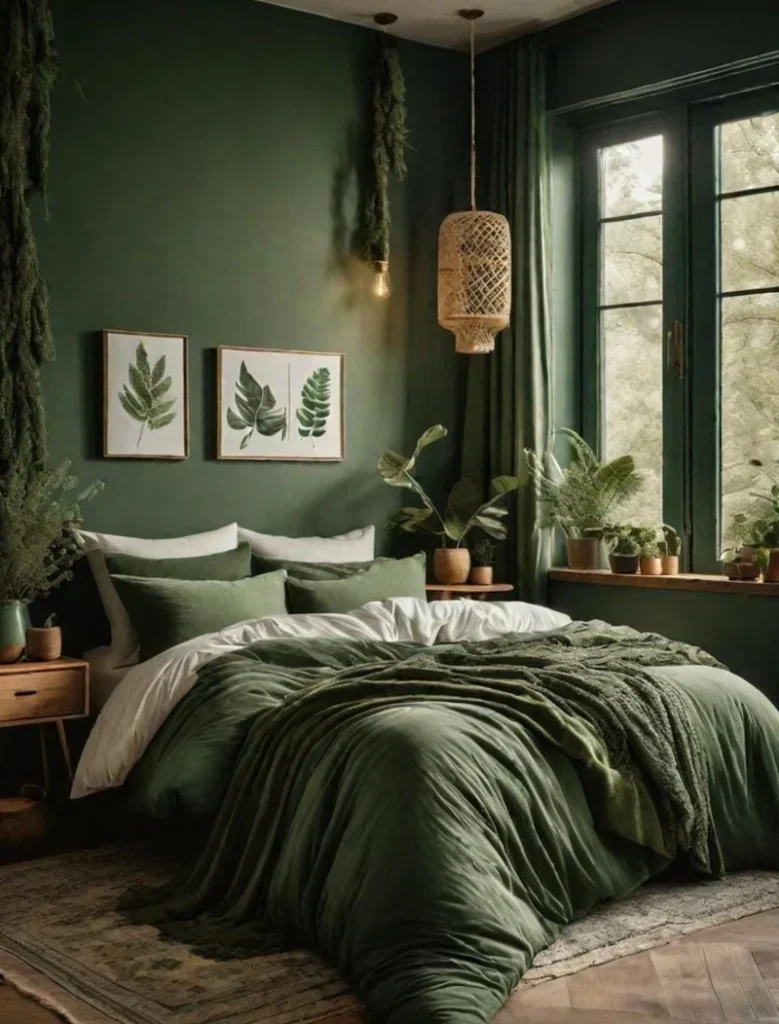 Color Drenched Forest Greens and Woven Accents