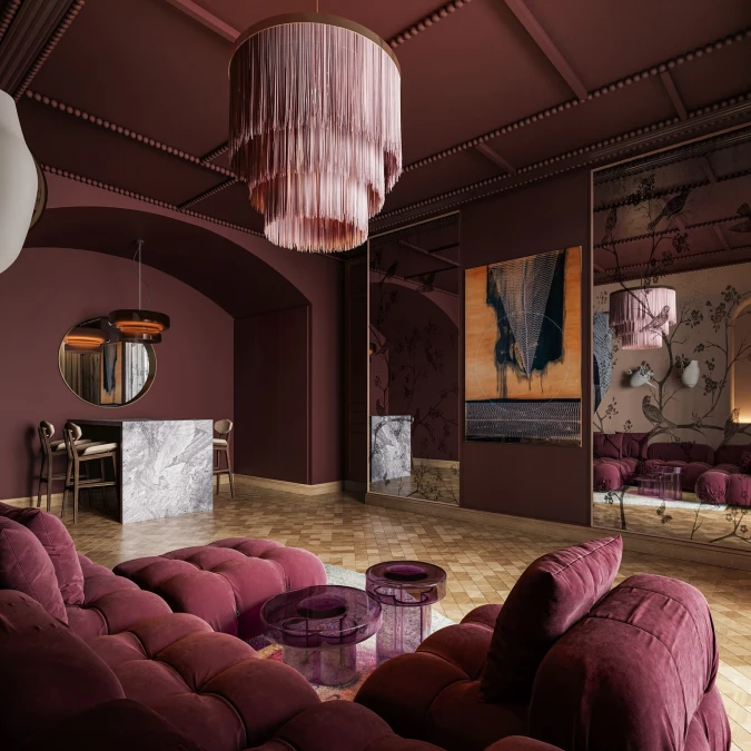 Color Drenching With Plum From Floor To Ceiling