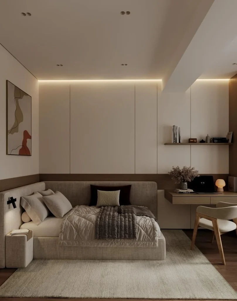 Corner Bed and Floating Desk
