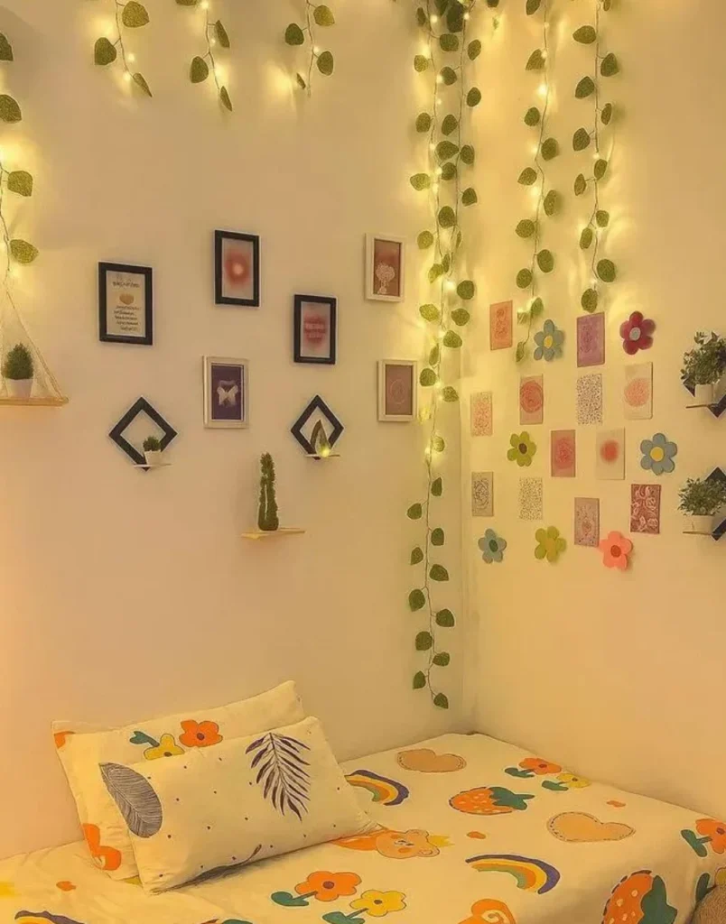 Cozy Lighting and Eclectic Wall Gallery
