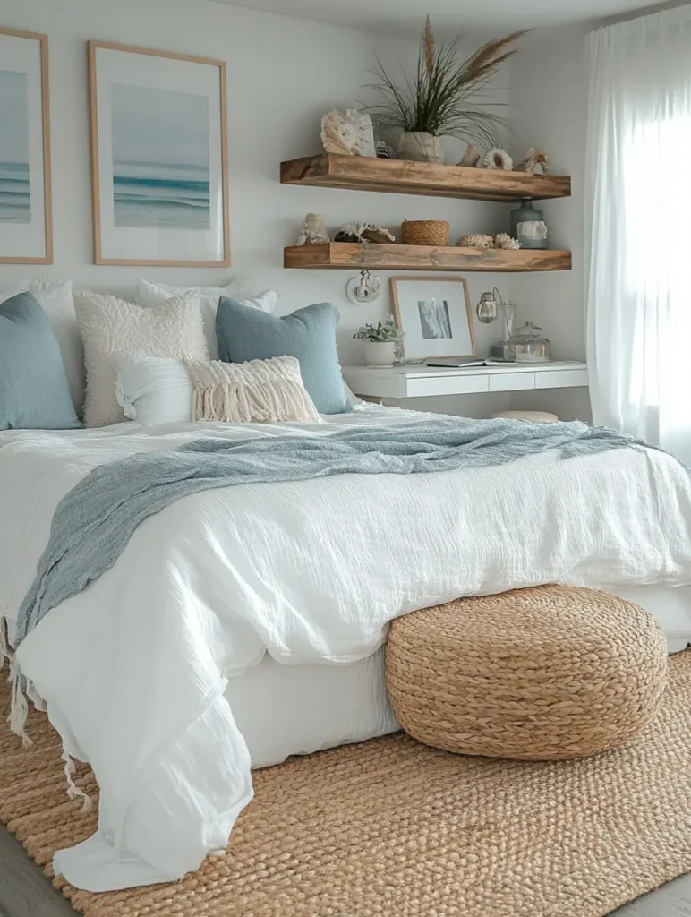 Crisp Coastal Textures and Woven Accents