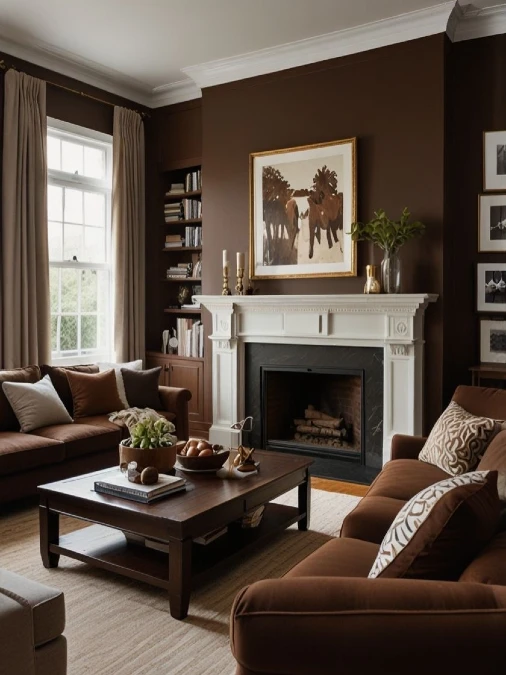 Crisp White Fireplaces Anchor Moody Brown Walls