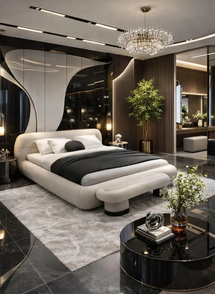 Curved Upholstered Bed