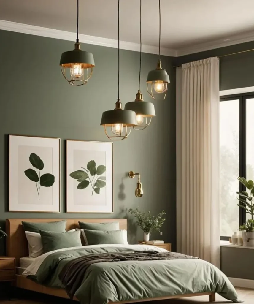Dark Forest Greens and Brass Statement Lighting