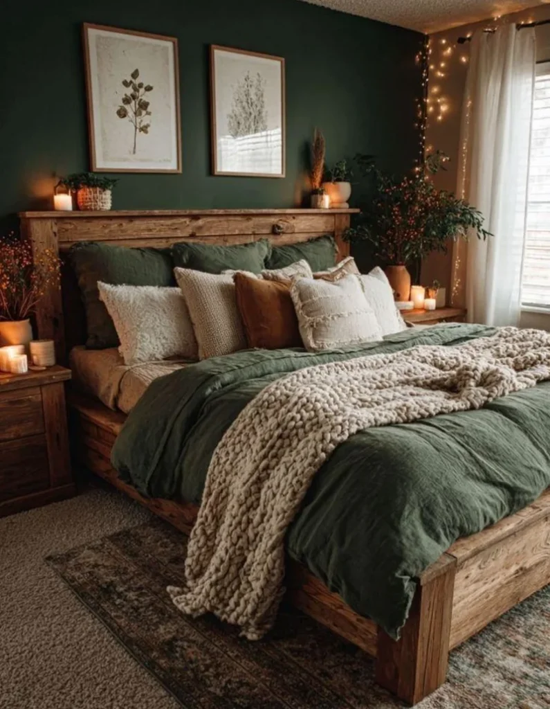 Dark Forest Walls and Reclaimed Wood Ledges