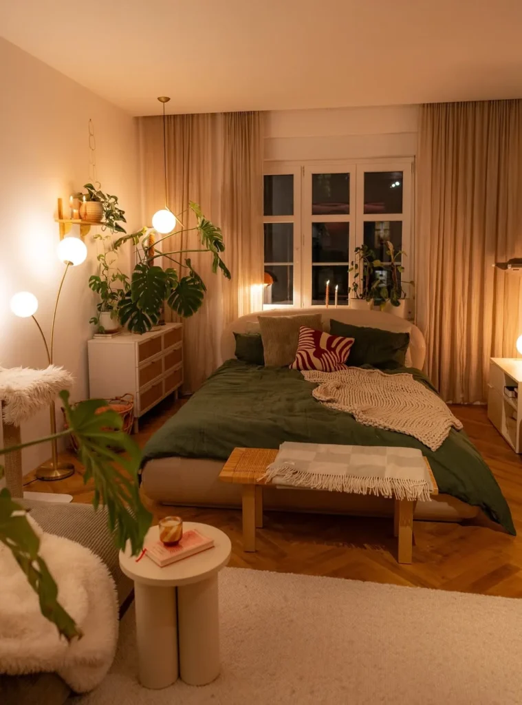 Deep Green Bedding Ambient Globe Lights