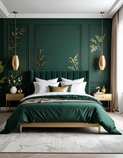 Deep Jade And Polished Gold Accents
