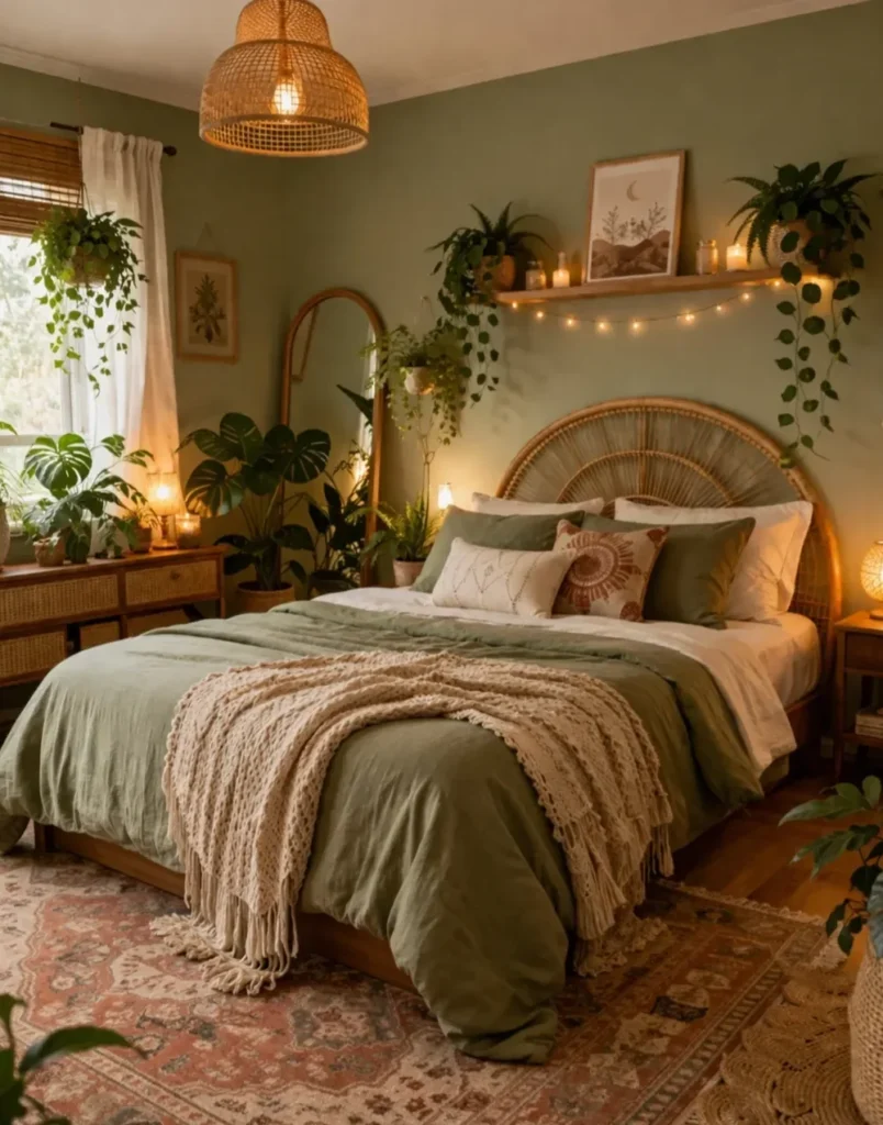Earthy Greens and Rattan Textures as Warm Neutrals