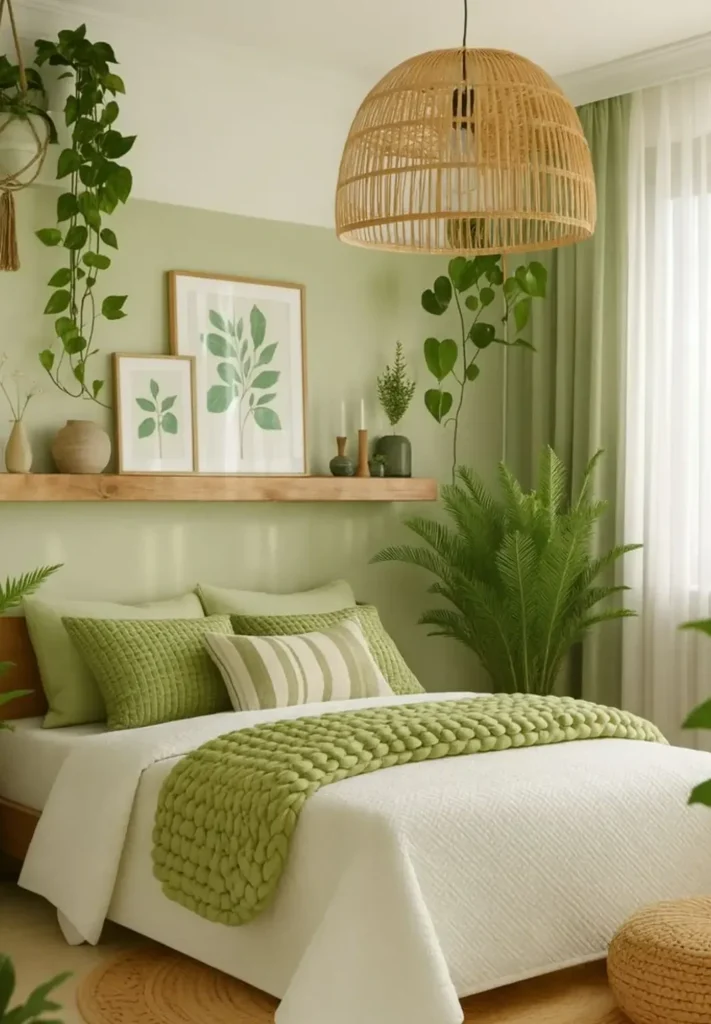 Fresh Botanical Greens and Oversized Woven Textures