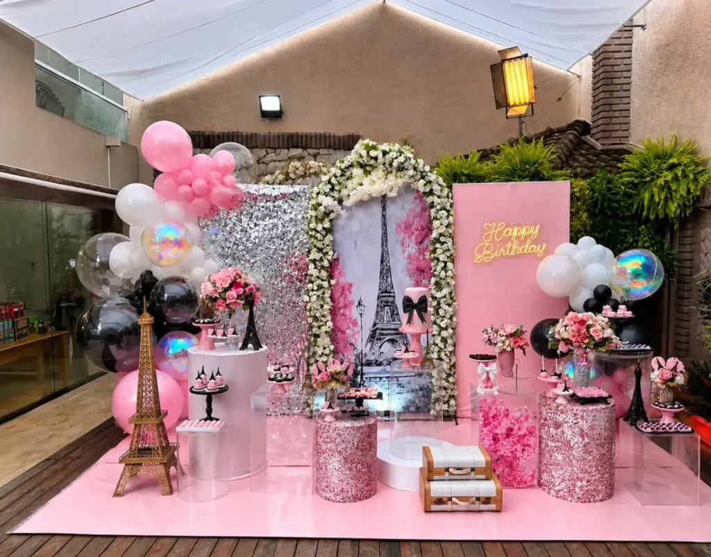 Full Paris Birthday Party Setup