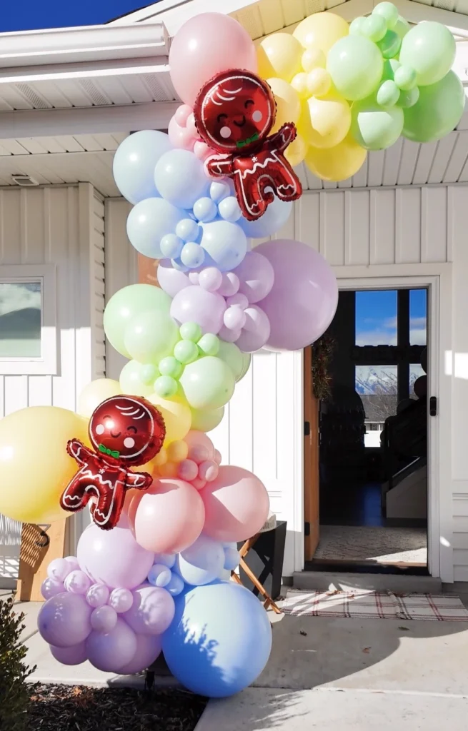 Gingerbread Man Pastel Balloon Column