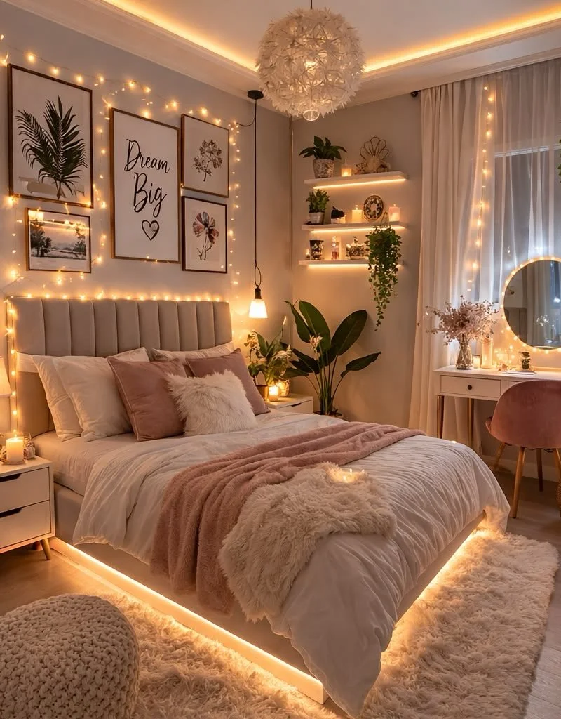 Glowing Fairy Lights and Plush Textures