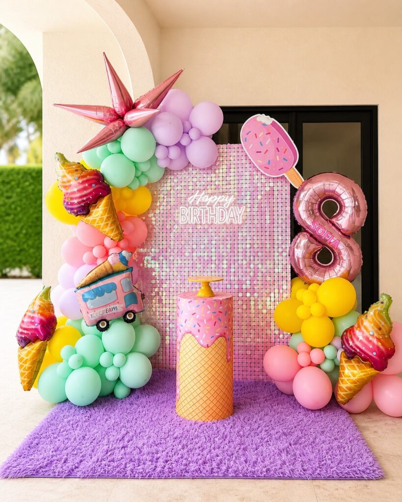 Ice Cream Balloon Arch Backdrop Display
