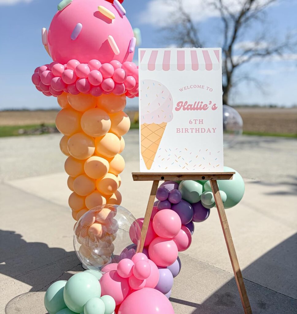 Ice Cream Cone Balloon Tower