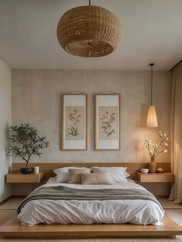 Low Wooden Platform Bed