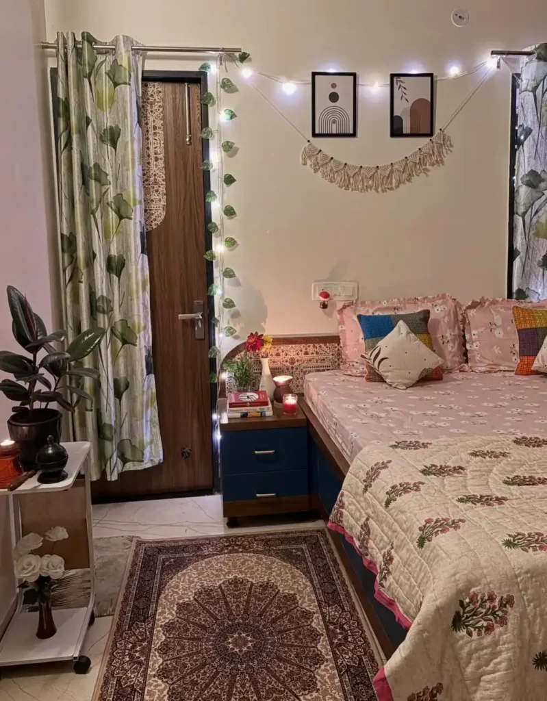 Macrame Garland And Layered Floral Bedding