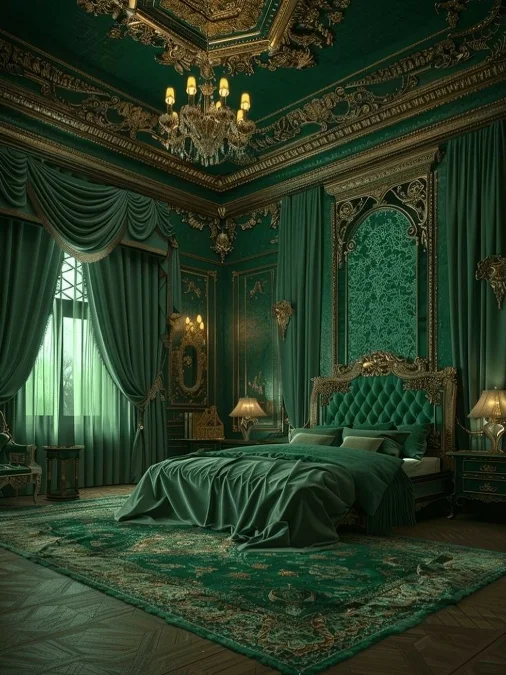 Maximalist Jade Green Bedroom Architecture