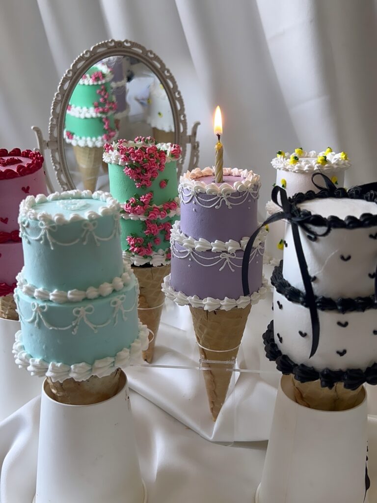 Mini Cake On Waffle Cone Individual Desserts