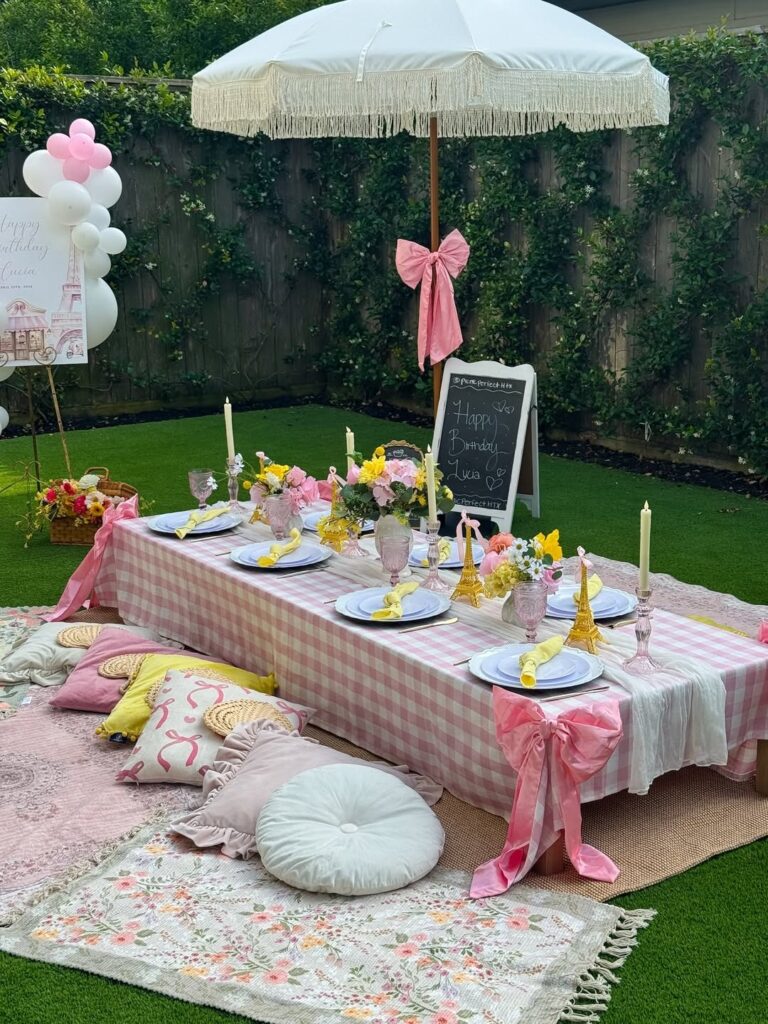 Outdoor Parisian Picnic Table Setup